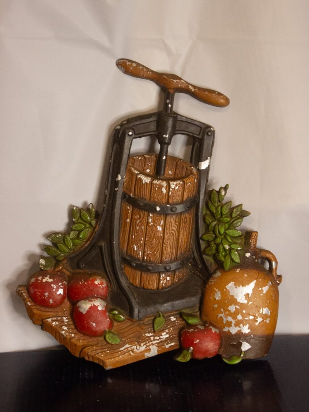 Vintage Homco Metal Wall Hanging • Cider Press • Farmhouse Kitchen